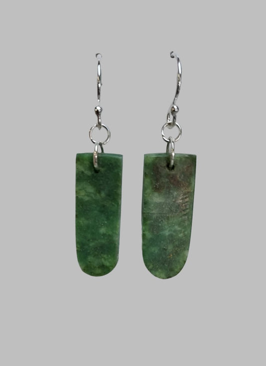 Wyoming Emerald Snowflake Jade Rounded Rectangle Earrings