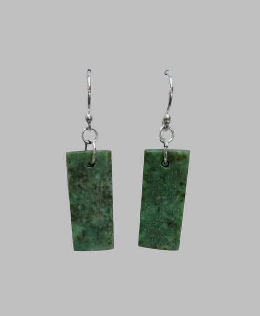 Wyoming Emerald Snowflake Jade Rectangle Earrings