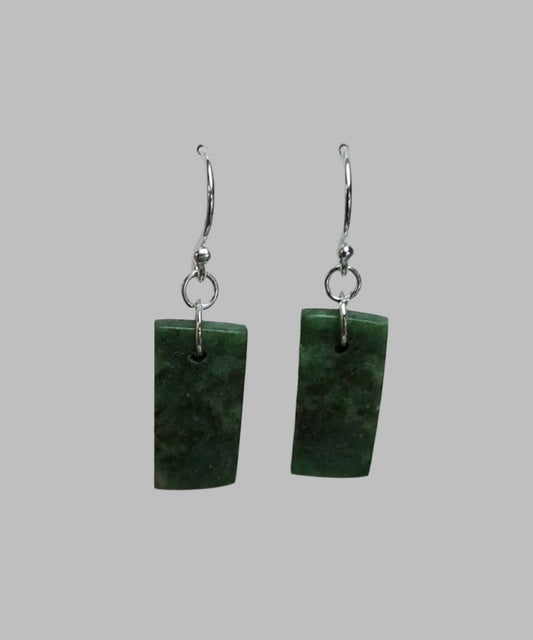 Wyoming Emerald Snowflake Jade Small Rectangle Earrings