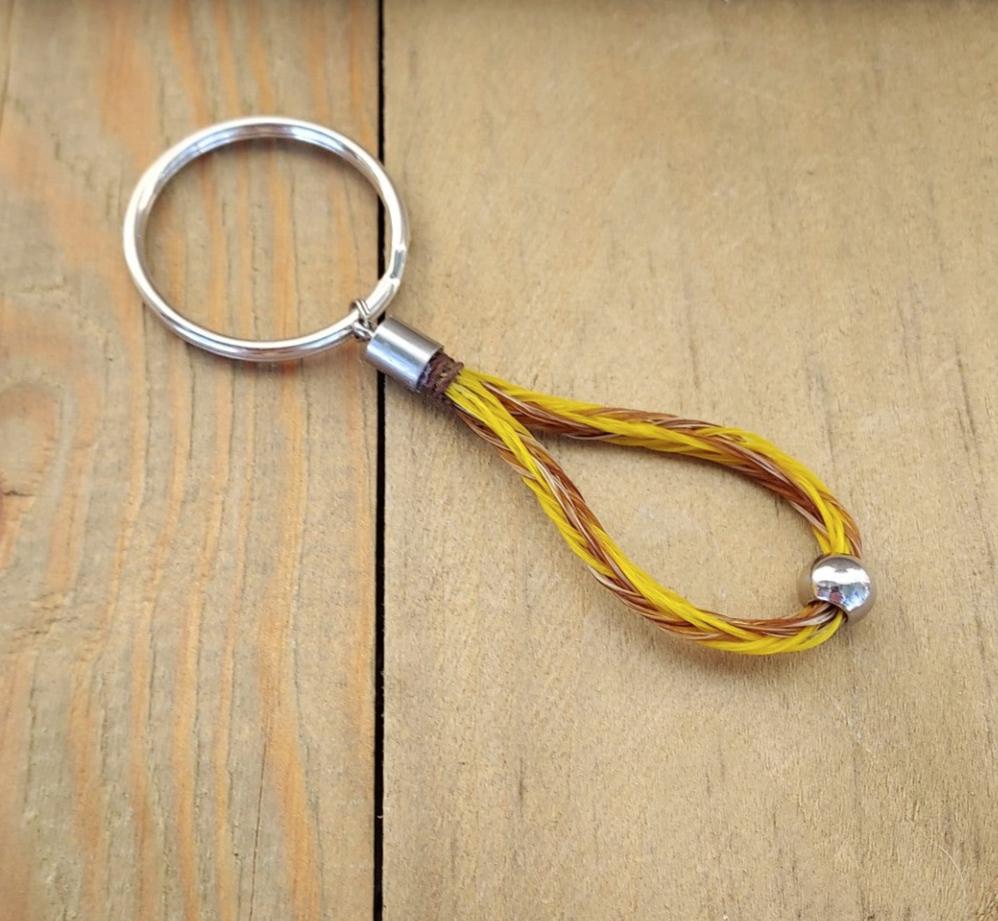 Loop and Bead Hand Braided Horsehair Key Chain