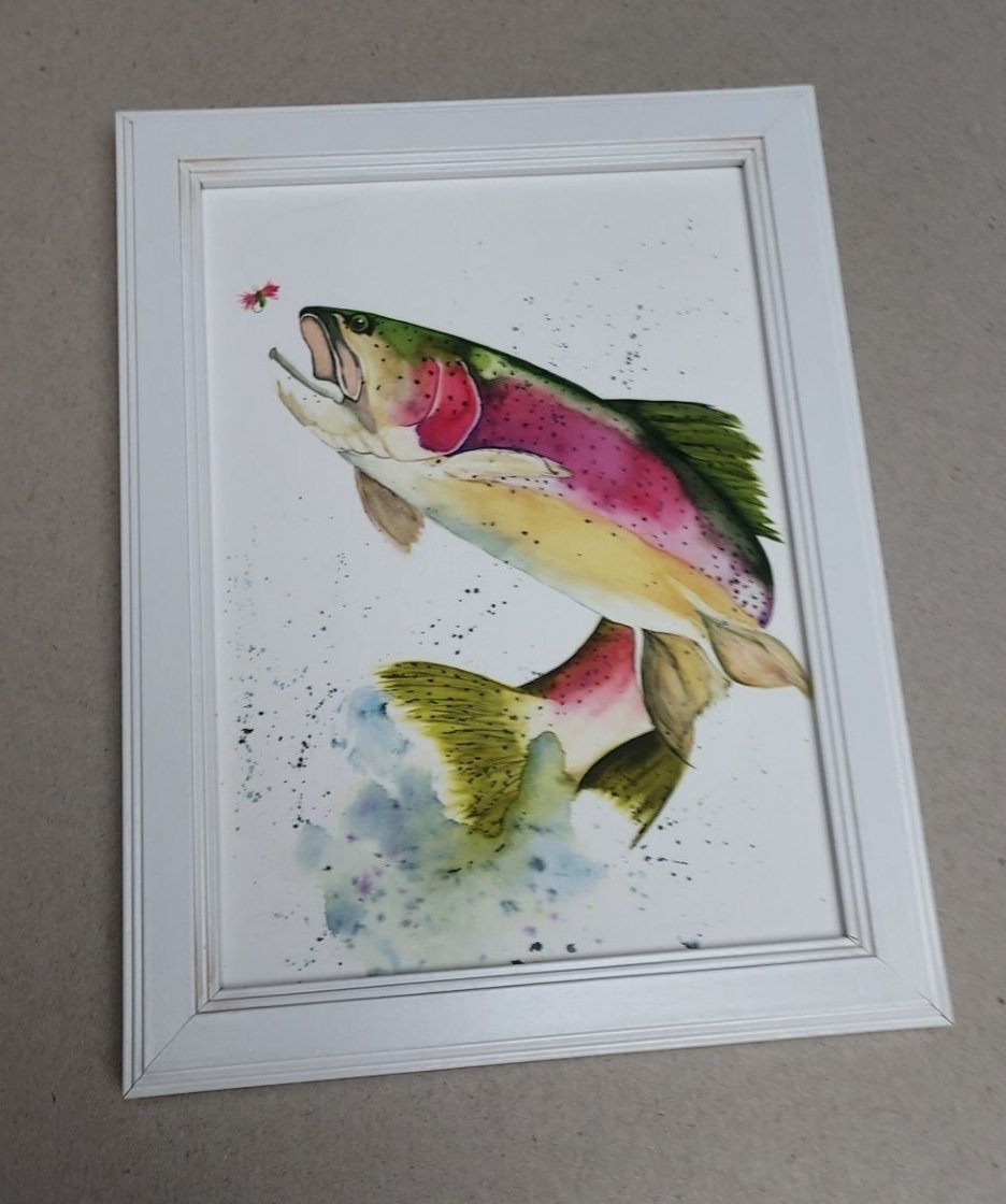 " Rainbow Magic " Rainbow Trout Watercolor Art