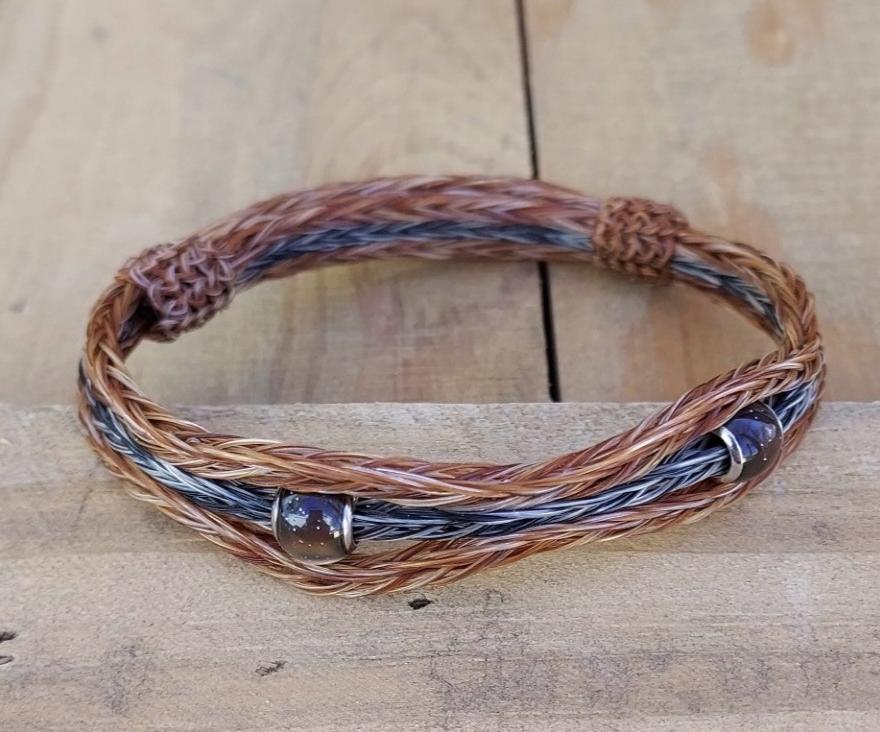 Hand Braided Horsehair Adjustable Bracelet with Color Changing Beads