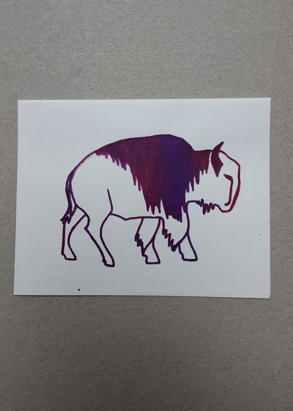 " Bison " Silk Screen Greeting Card 4 Pack