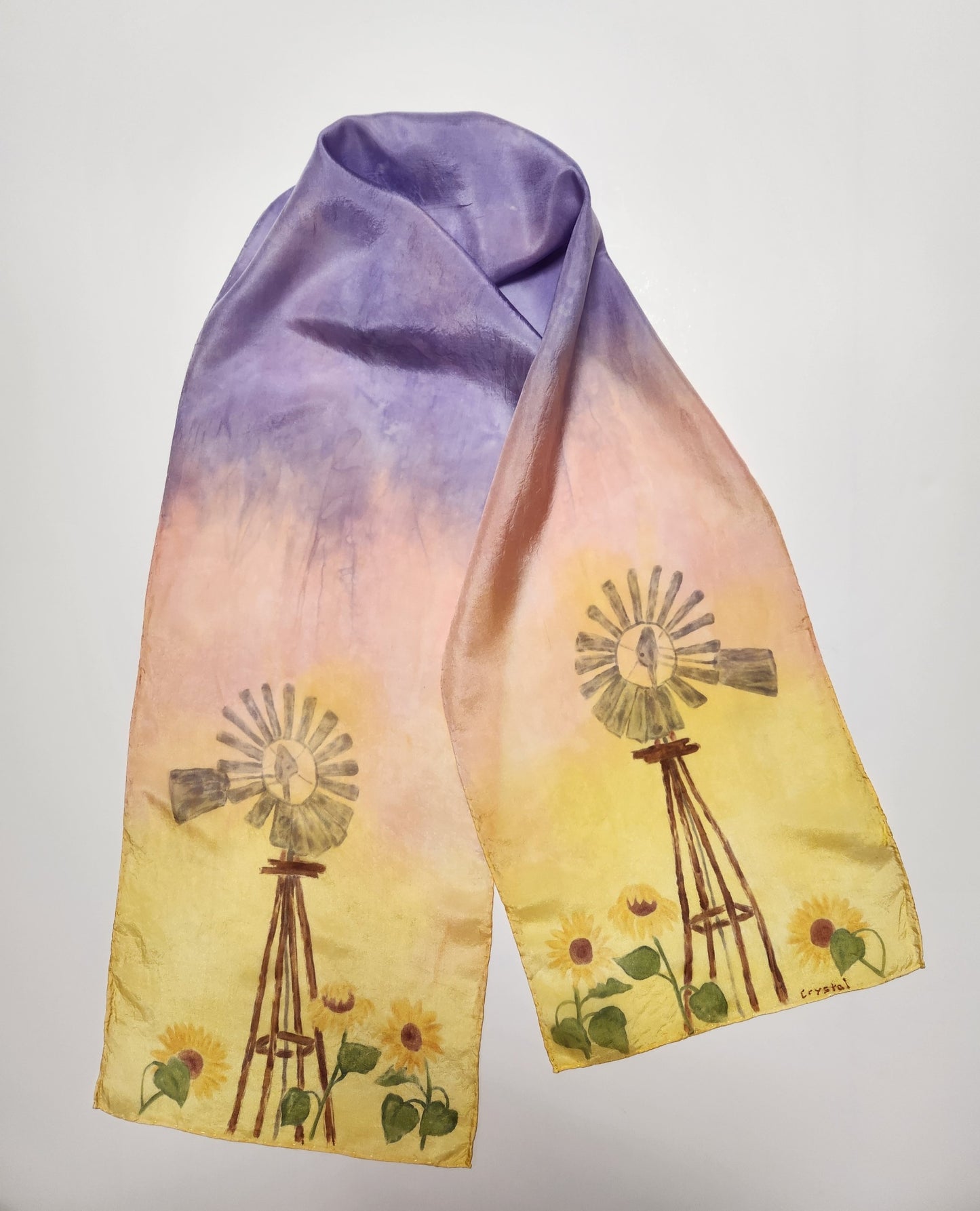 " Windmill " Hand Dyed Silk Scarf