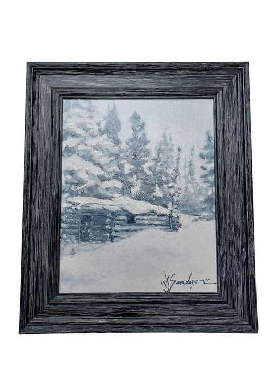 " Tie Hack Cabin in the Snowy Range " Original Oil Painting