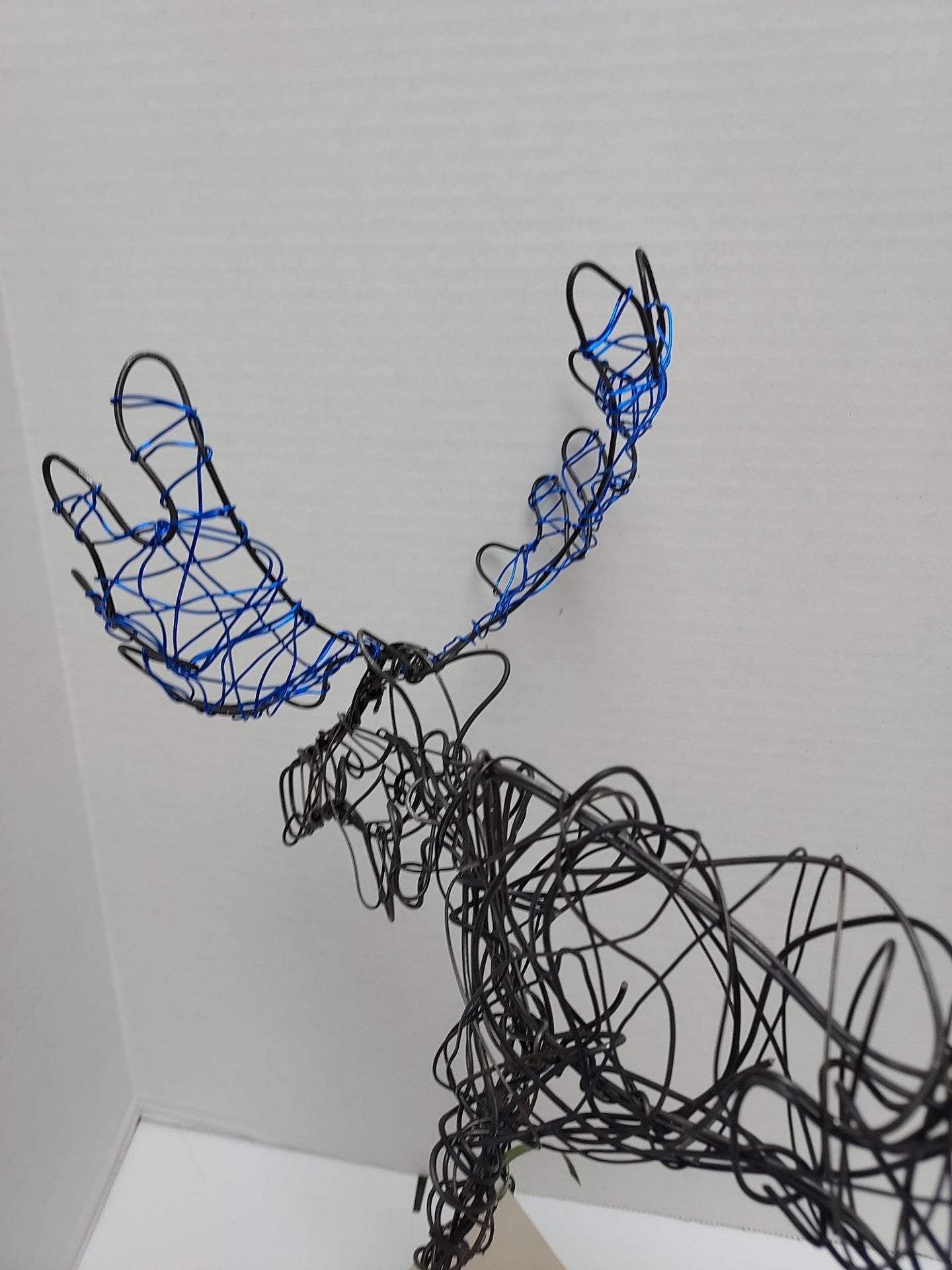 " Blue Top " Wire Moose Sculpture