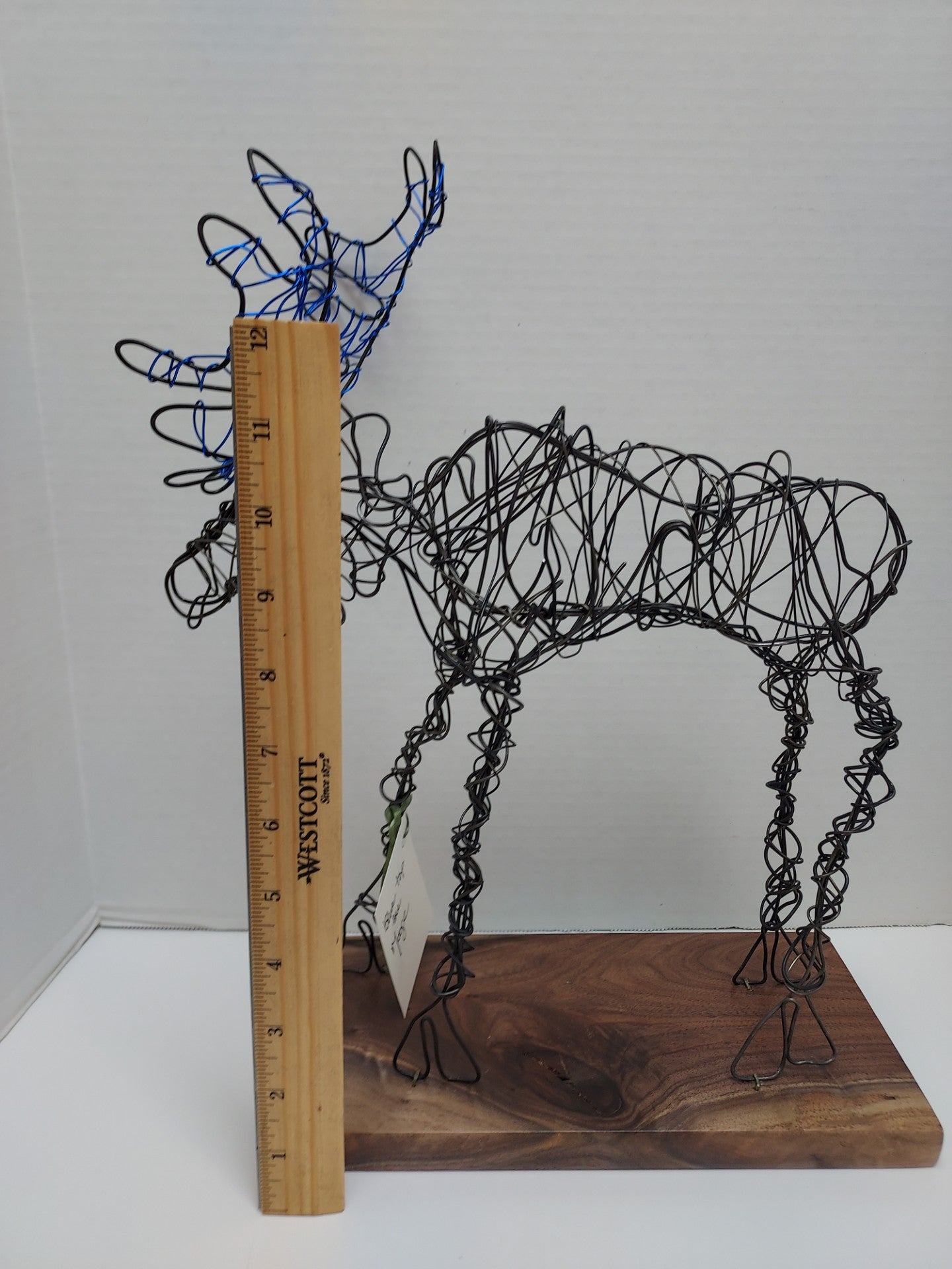 " Blue Top " Wire Moose Sculpture