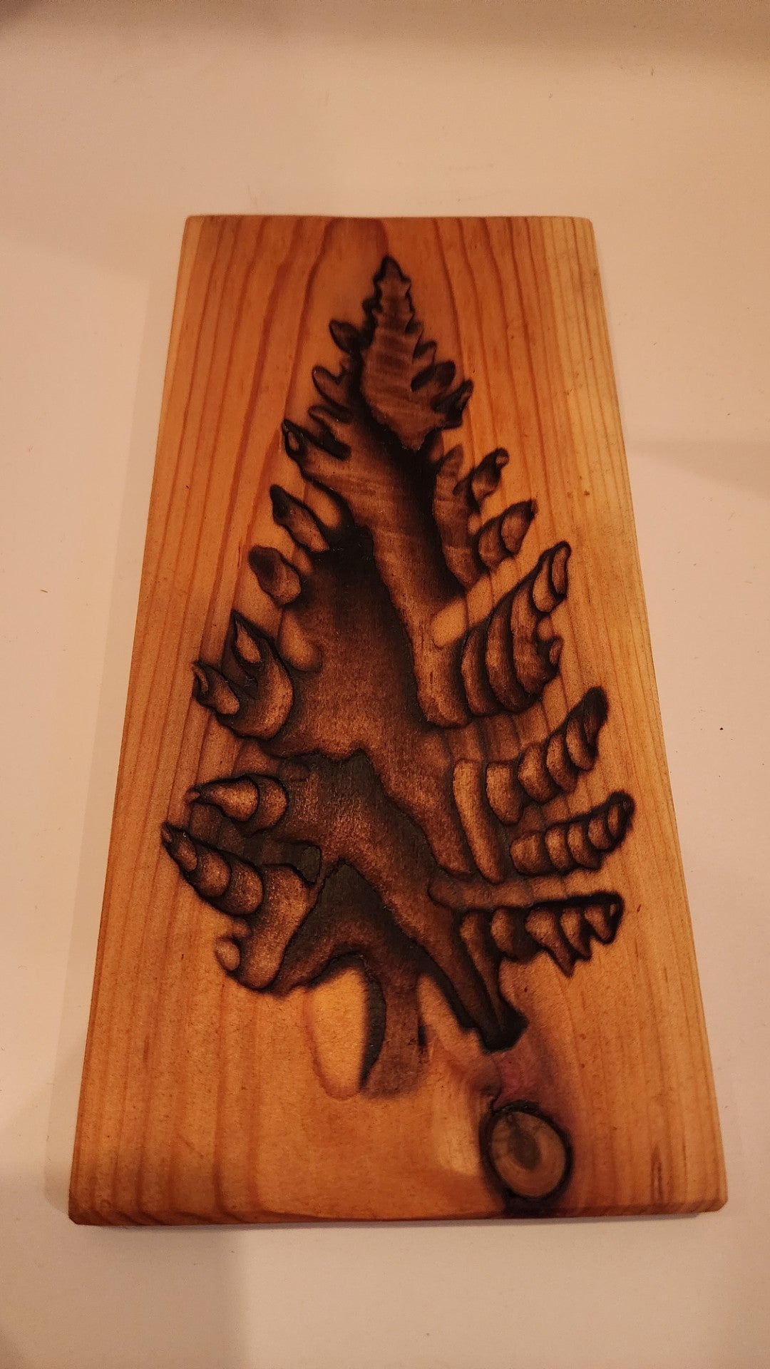 " Pine Tree " Wood Burned Carving