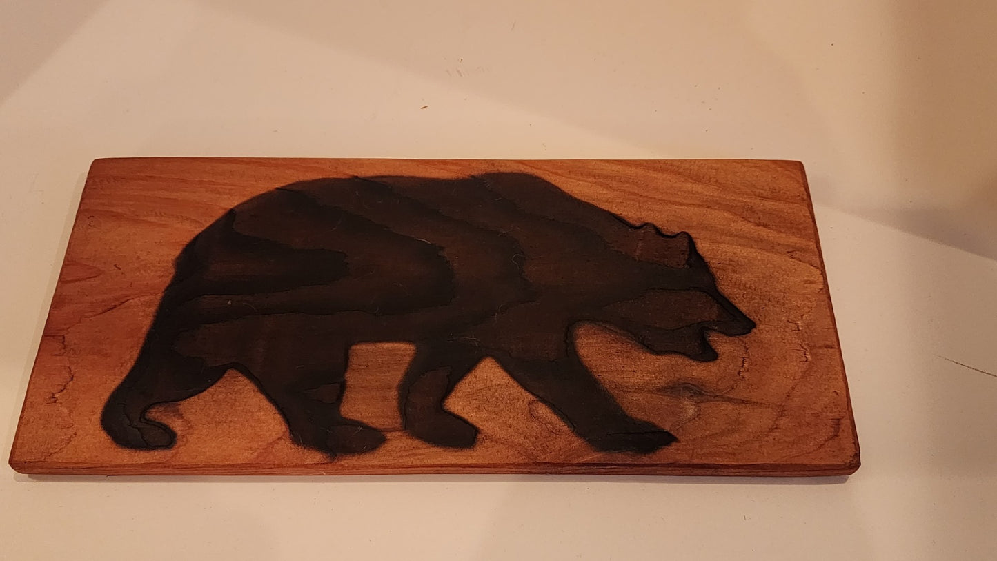 " Bear " Wood Burned Carving