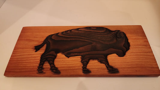 " Buffalo " Wood Burned Carving