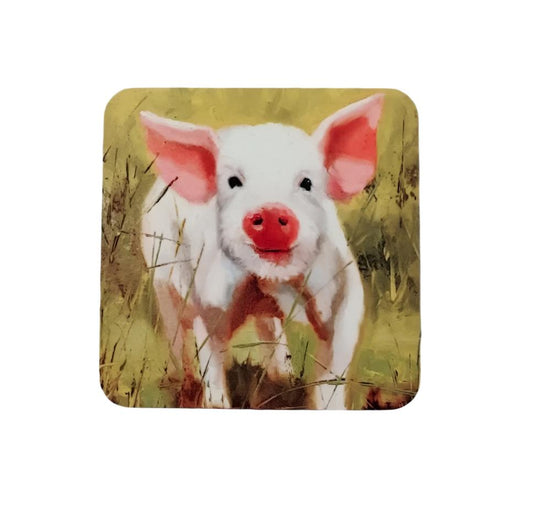 Big Ear Piglet in the Grass Coaster