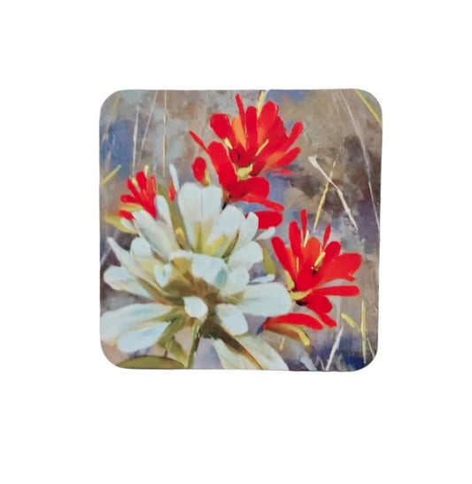 Red and White Indian Paintbrush Coaster