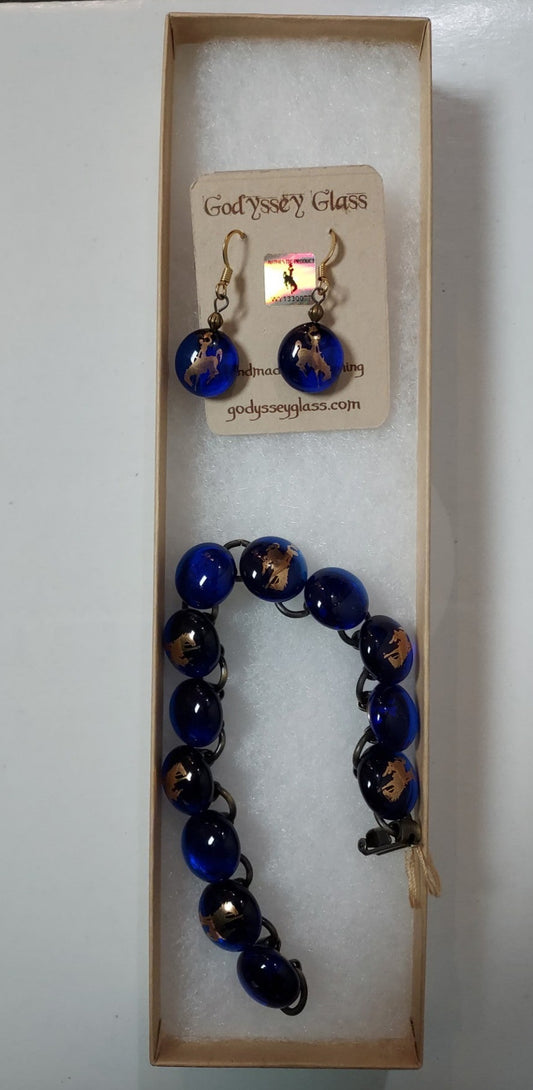 Steamboat Bracelet and Earring Set in Blue