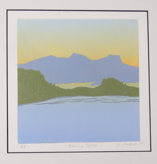 " Evening Space " Matted Original Relief Print