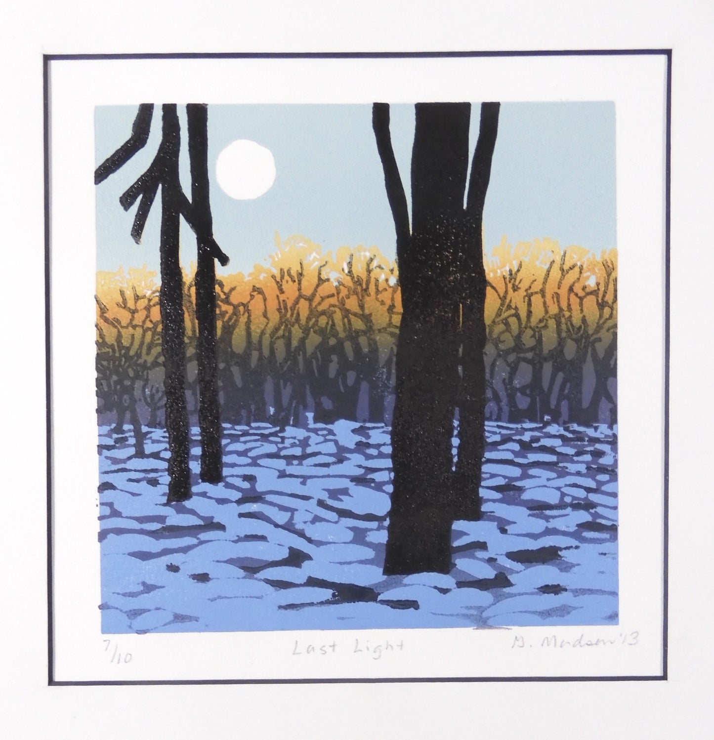 " Last Light " Matted Original Relief Print