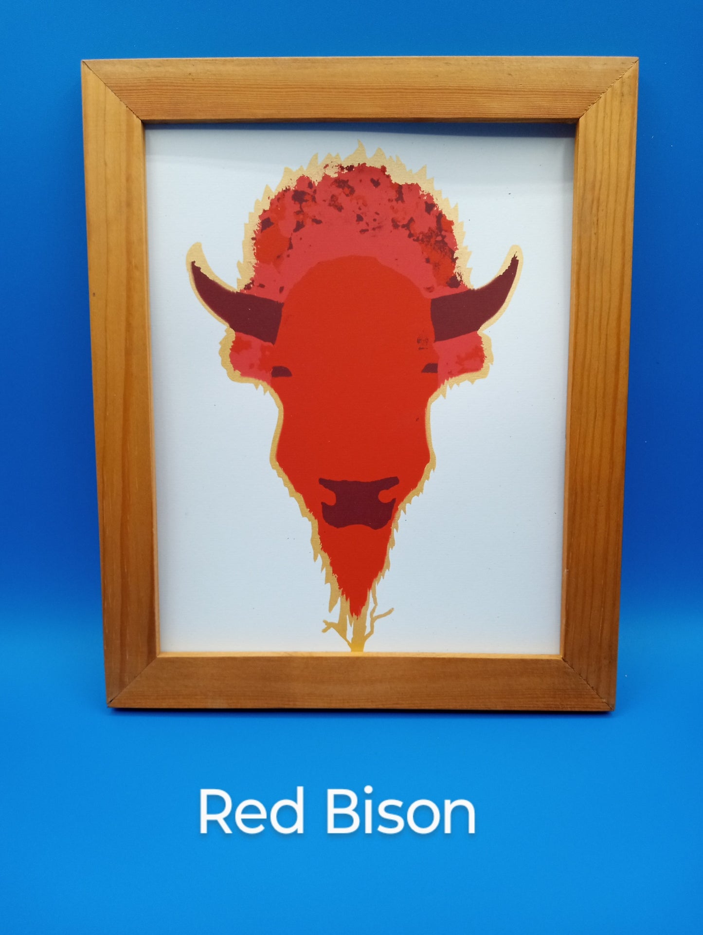 " Red Bison " Framed Four Colored Screen Print