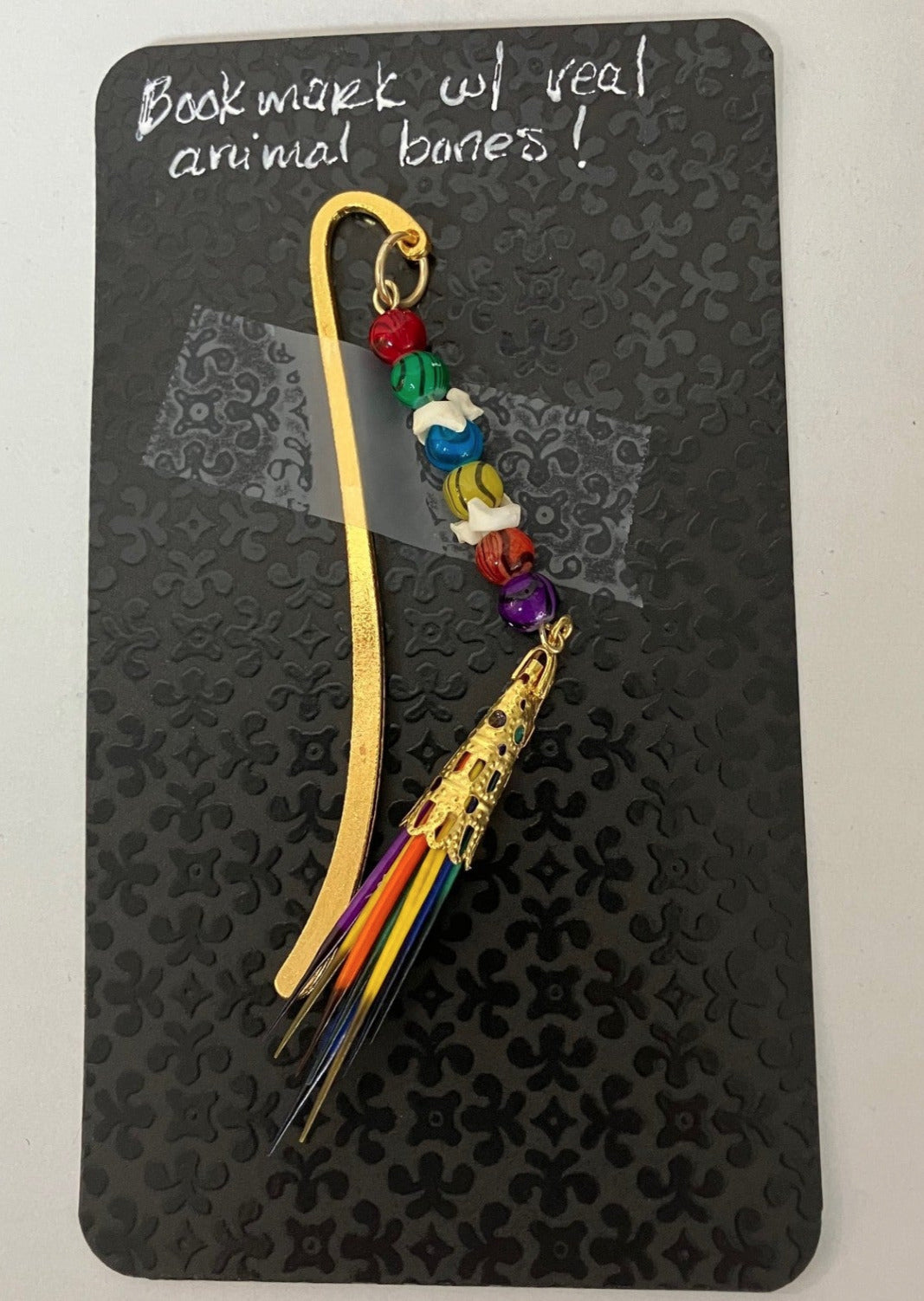 " Colored Porcupine Quills and Rattlesnake Vertebrae " Small Bookmark