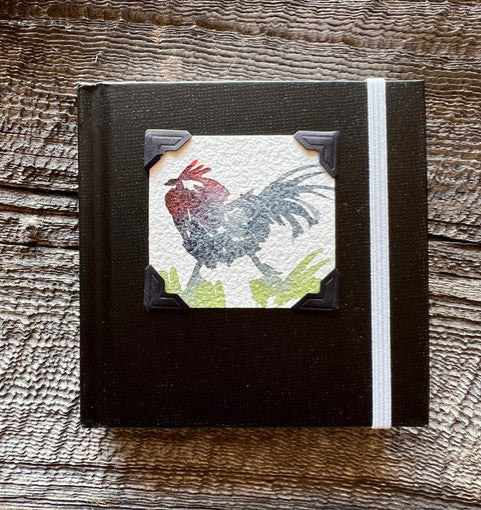 Mini Black Sketchbook with Original Rooster Watercolor