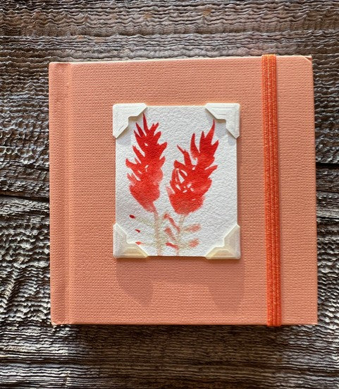 Mini Coral Sketchbook with Indian Paintbrush Watercolor