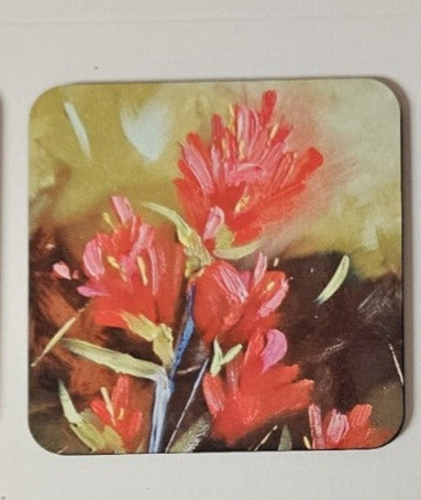 Indian Paintbrush with Green Coaster