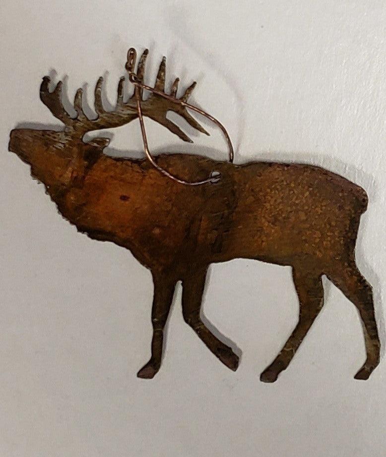 Bull Elk Rustic Patina Ornament