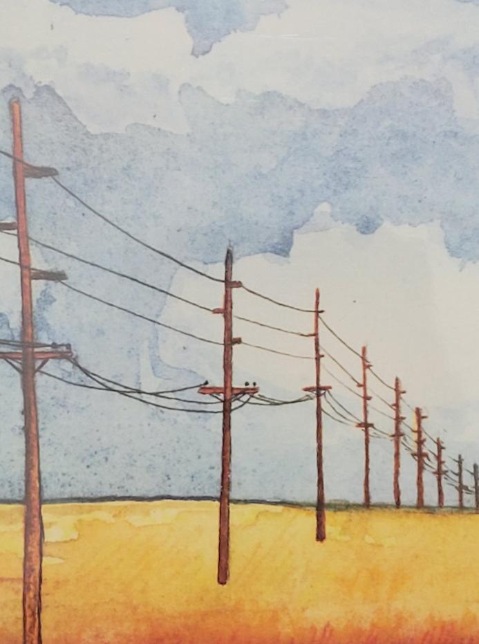 " Power Lines " Watercolor Blank Card