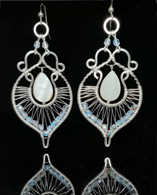 Mother Of Pearl And Moonstone Earrings