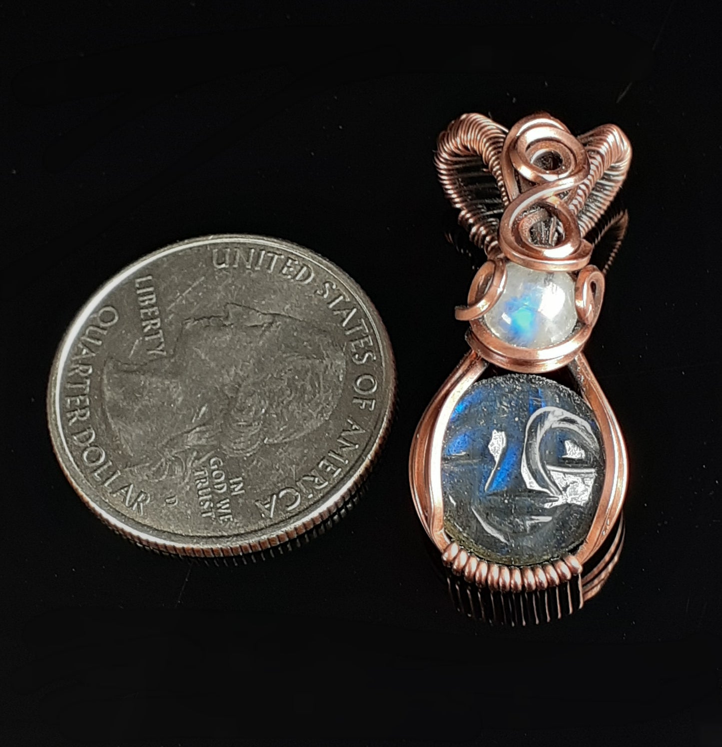 Labradorite And Moonstone " Smiling Moon " Pendant