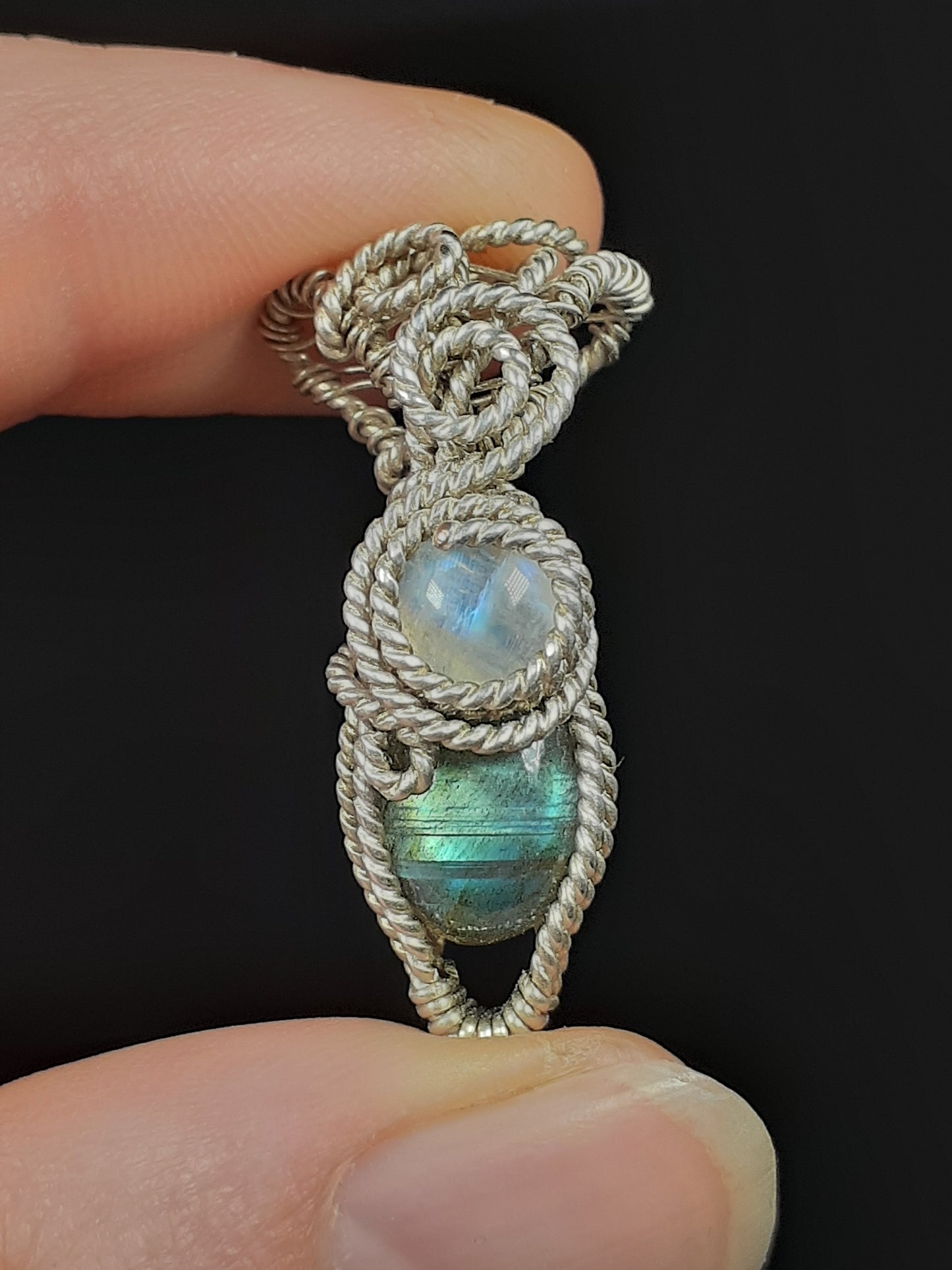 Labradorite And Moonstone Micro Pendant