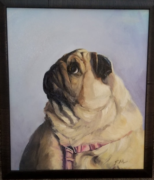 Pug Love Limited Edition Print Artist: Renee Laegreid  Print 1/100  8" x 10" on archival paper  Fine Art giclee  Black mat to 11" x 14" size